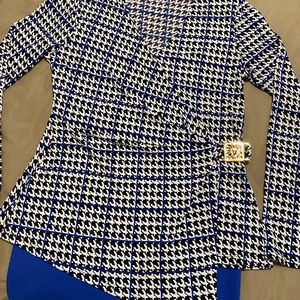 Anne Klein Houndstooth blk, wh & blue S business